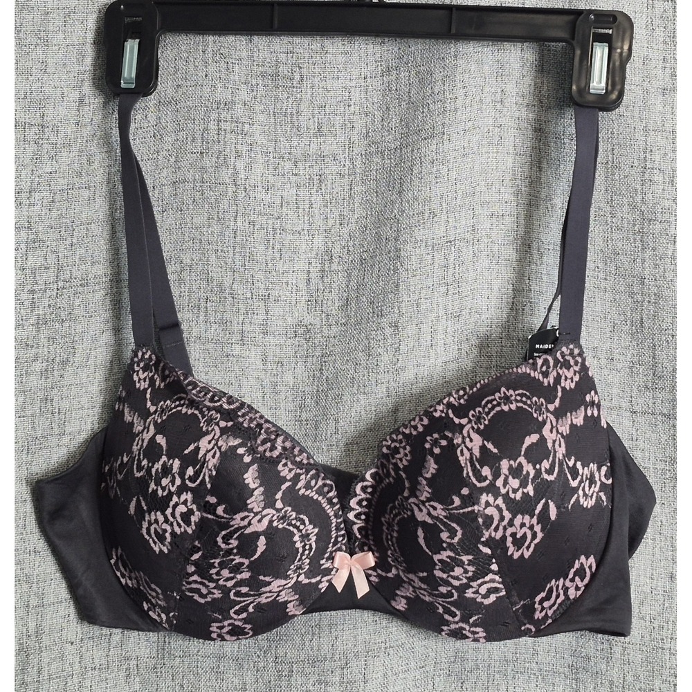 Maidenform Wonderbra Push Up & In DM9900 Lace Bra 36C NEW Plunged Black Pink